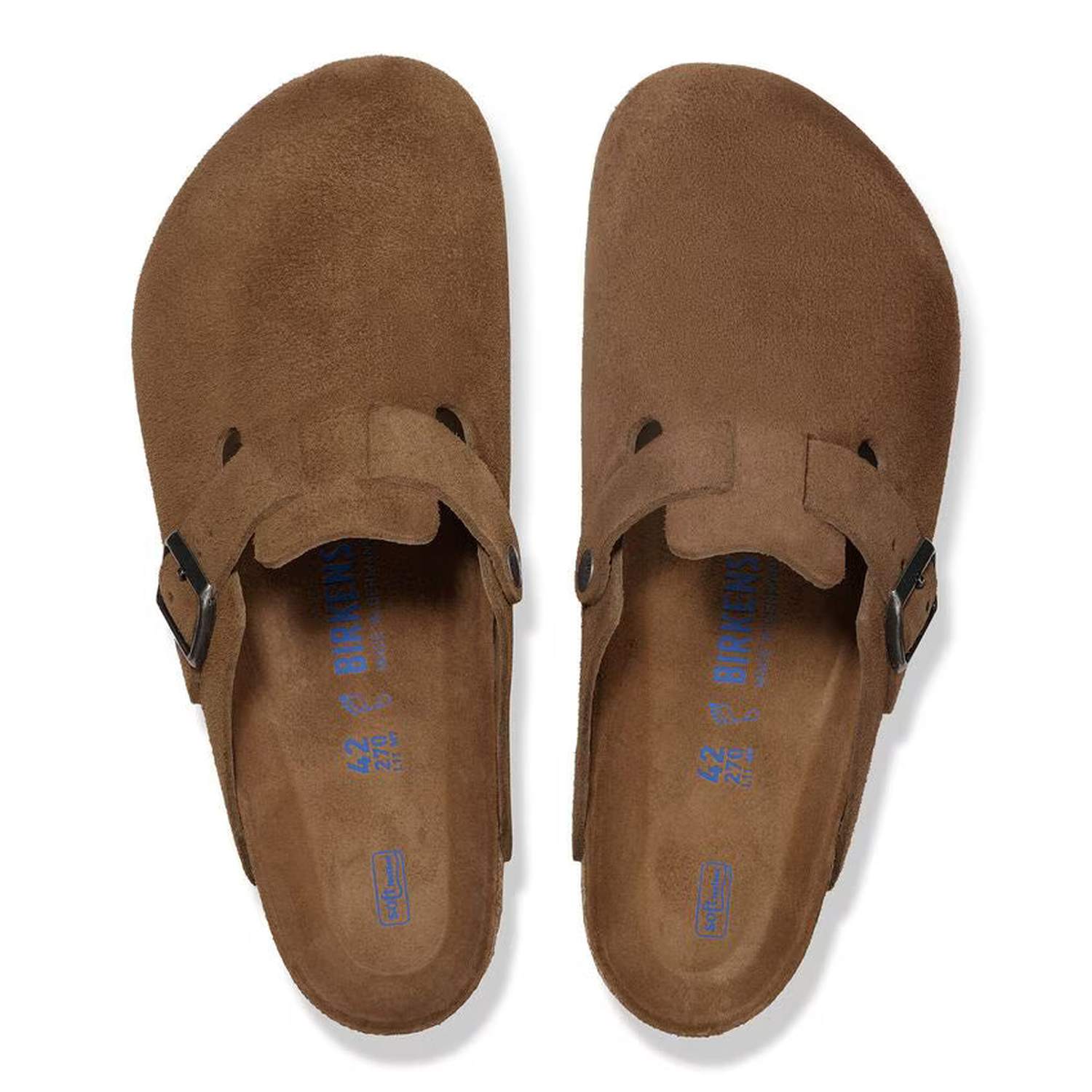 Birkenstock 05. WOMENS FOOTWEAR - WOMENS SANDALS - WOMENS SANDALS CASUAL Boston Soft Footbed Suede Leather DARK TEA