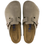 Birkenstock 05. WOMENS FOOTWEAR - WOMENS SANDALS - WOMENS SANDALS CASUAL Boston Soft Footbed Suede Leather TAUPE