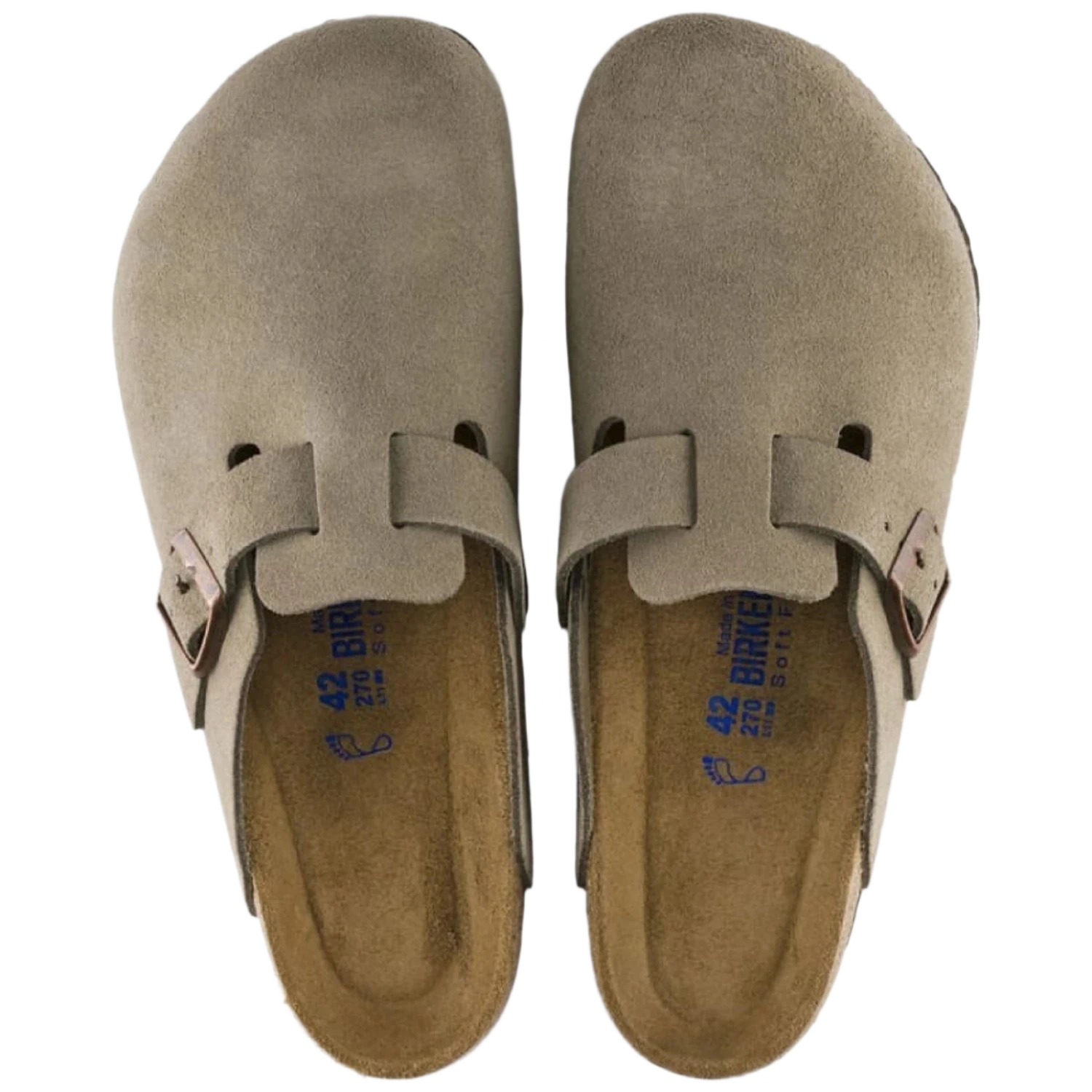 Birkenstock 05. WOMENS FOOTWEAR - WOMENS SANDALS - WOMENS SANDALS CASUAL Boston Soft Footbed Suede Leather TAUPE