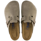 Birkenstock 05. WOMENS FOOTWEAR - WOMENS SANDALS - WOMENS SANDALS CASUAL Boston Soft Footbed Suede Leather TAUPE