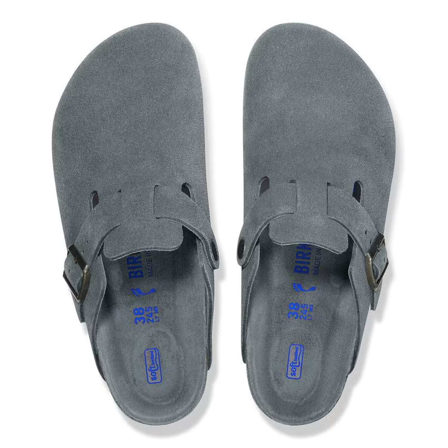 Birkenstock 05. WOMENS FOOTWEAR - WOMENS SANDALS - WOMENS SANDALS CASUAL Boston Soft Footbed Suede Leather BASALT GRAY