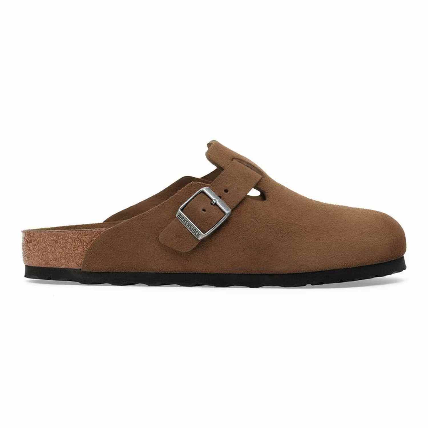 Birkenstock 05. WOMENS FOOTWEAR - WOMENS SANDALS - WOMENS SANDALS CASUAL Boston Soft Footbed Suede Leather DARK TEA