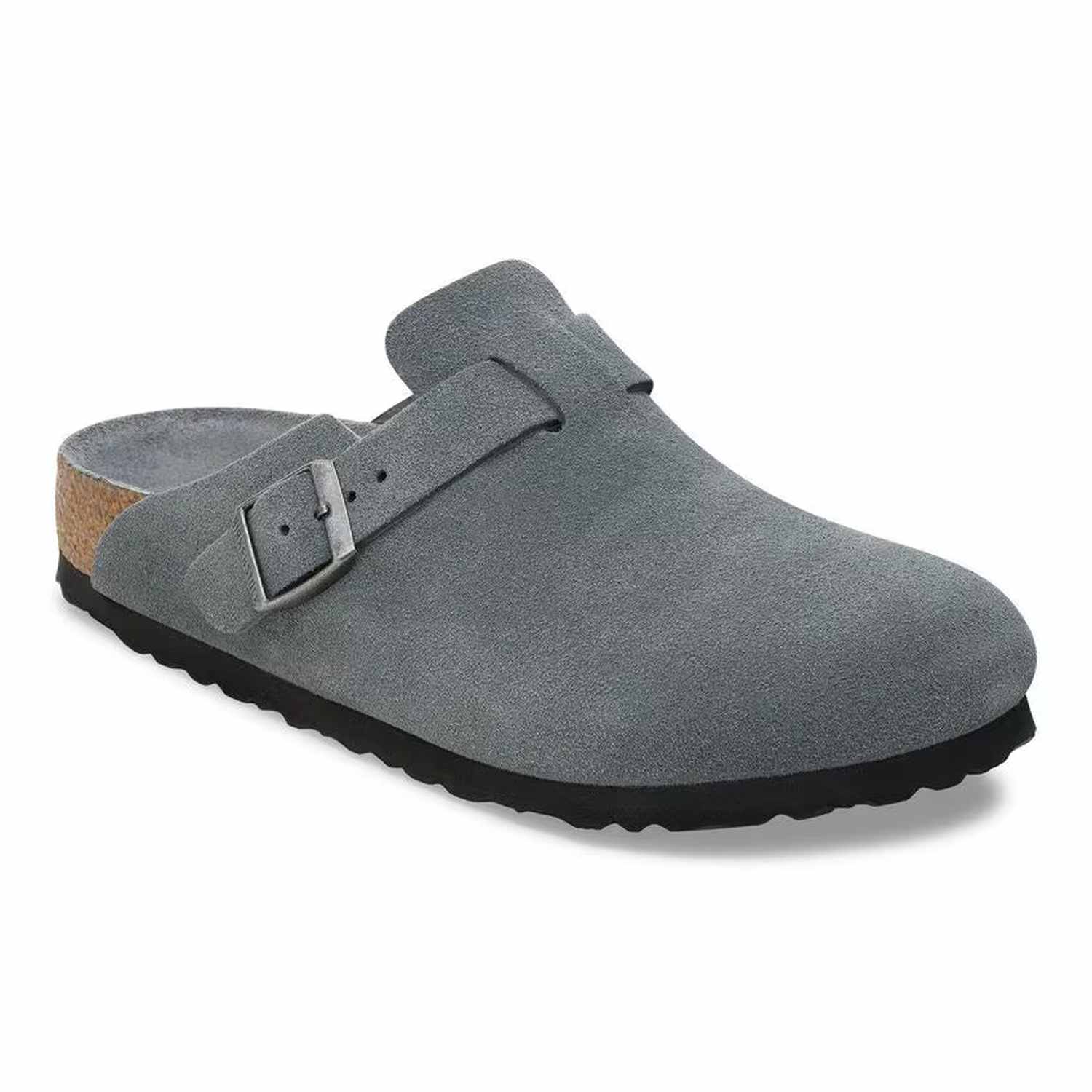 Birkenstock 05. WOMENS FOOTWEAR - WOMENS SANDALS - WOMENS SANDALS CASUAL Boston Soft Footbed Suede Leather BASALT GRAY