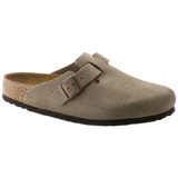 Birkenstock 05. WOMENS FOOTWEAR - WOMENS SANDALS - WOMENS SANDALS CASUAL Boston Soft Footbed Suede Leather TAUPE