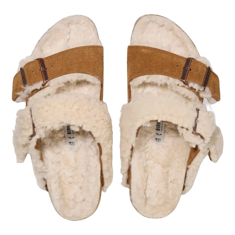 arizona shearling sandal - mink/natural