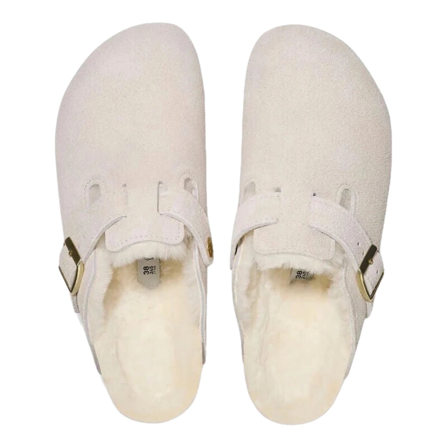 Birkenstock 05. WOMENS FOOTWEAR - WOMENS SANDALS - WOMENS SANDALS CASUAL Women's Boston Shearling Suede Leather ANTIQUE WHITE|ANTIQUE WHITE