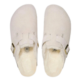 Birkenstock 05. WOMENS FOOTWEAR - WOMENS SANDALS - WOMENS SANDALS CASUAL Women's Boston Shearling Suede Leather ANTIQUE WHITE|ANTIQUE WHITE