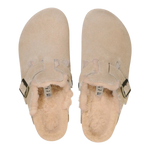 Birkenstock 05. WOMENS FOOTWEAR - WOMENS SANDALS - WOMENS SANDALS CASUAL Women's Boston Shearling Suede Leather TAUPE|SANDCASTLE