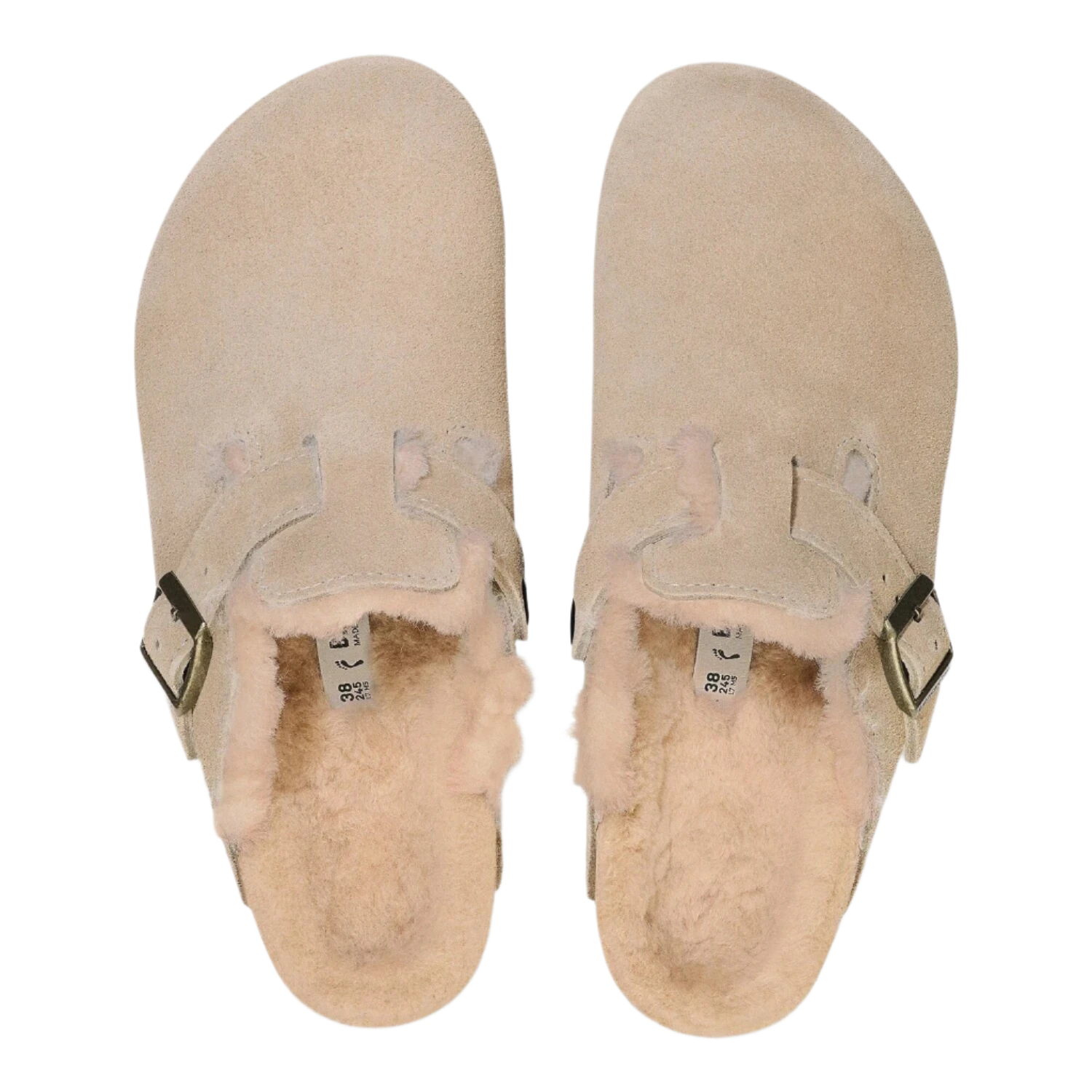 Birkenstock 05. WOMENS FOOTWEAR - WOMENS SANDALS - WOMENS SANDALS CASUAL Women's Boston Shearling Suede Leather TAUPE|SANDCASTLE