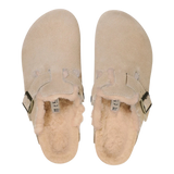 Birkenstock 05. WOMENS FOOTWEAR - WOMENS SANDALS - WOMENS SANDALS CASUAL Women's Boston Shearling Suede Leather TAUPE|SANDCASTLE