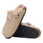 Birkenstock 05. WOMENS FOOTWEAR - WOMENS SANDALS - WOMENS SANDALS CASUAL Women's Boston Shearling Suede Leather TAUPE|SANDCASTLE