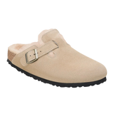 Birkenstock 05. WOMENS FOOTWEAR - WOMENS SANDALS - WOMENS SANDALS CASUAL Women's Boston Shearling Suede Leather TAUPE|SANDCASTLE