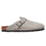 Birkenstock 05. WOMENS FOOTWEAR - WOMENS SANDALS - WOMENS SANDALS CASUAL Women's Boston Shearling Suede Leather STONE