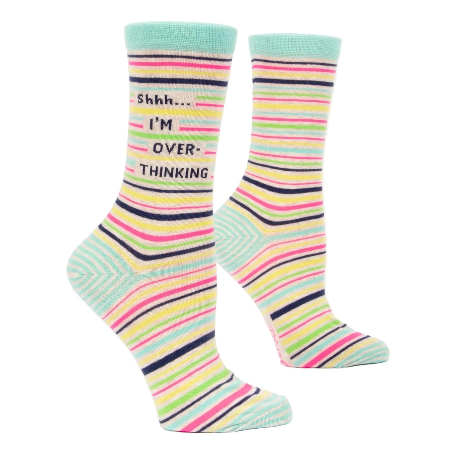Blue Q 06. SOCKS - WOMENS SOCKS - WOMENS SOCKS GIFT Women's Shhh..I'm Overthinking Crew Socks