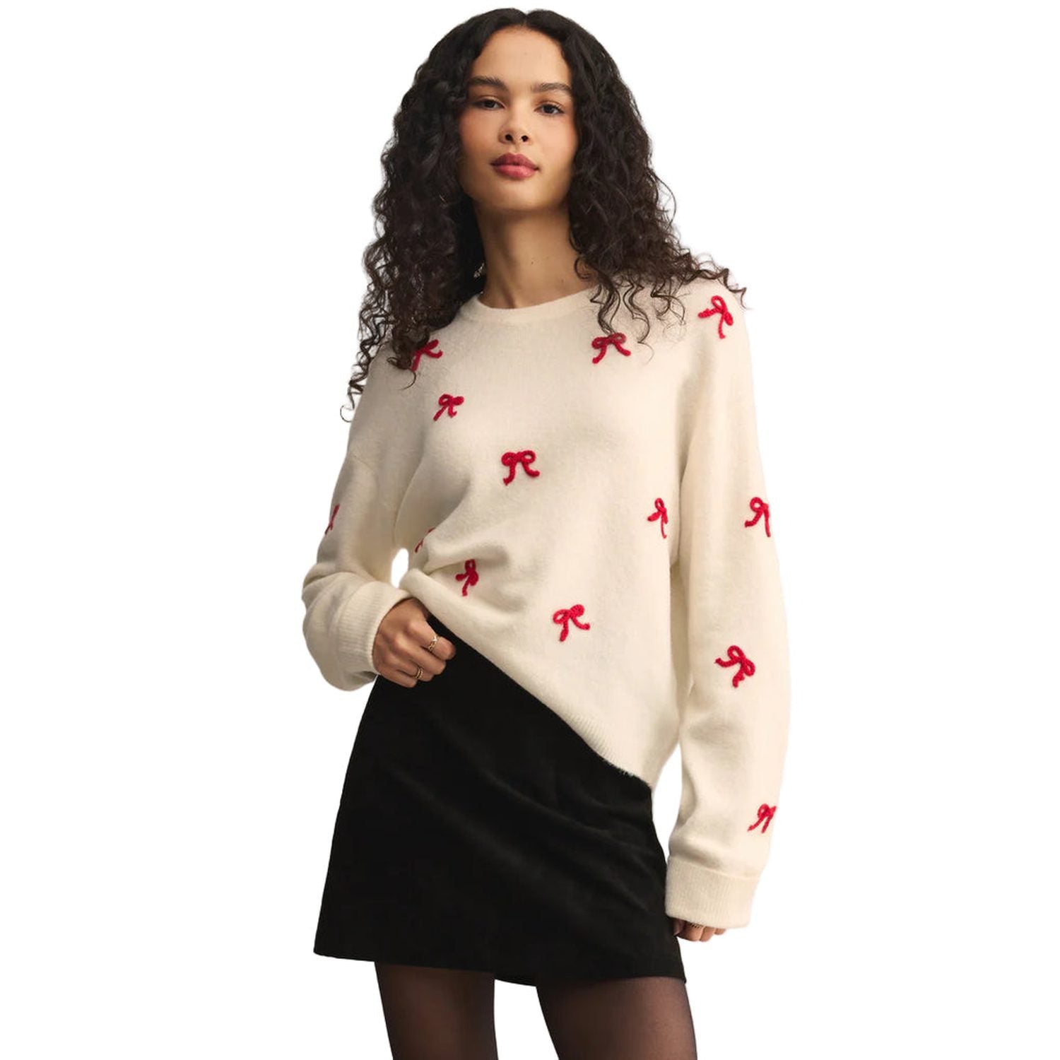 Z Supply 02. WOMENS APPAREL - WOMENS HOODIES|SWEATERS - WOMENS PO SWEATERS Women's Tie The Ribbon Sweater WRW WARM WHITE