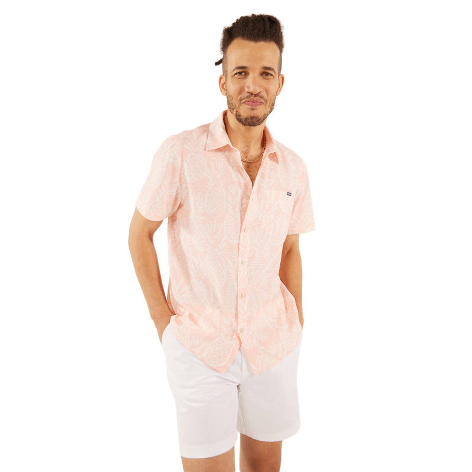 Chubbies 01. MENS APPAREL - MENS SS SHIRTS - MENS SS BUTTON UP Men's BreezeTech 2.0 Friday Shirt THE THIGH NAPPLE - PEACH KEEN