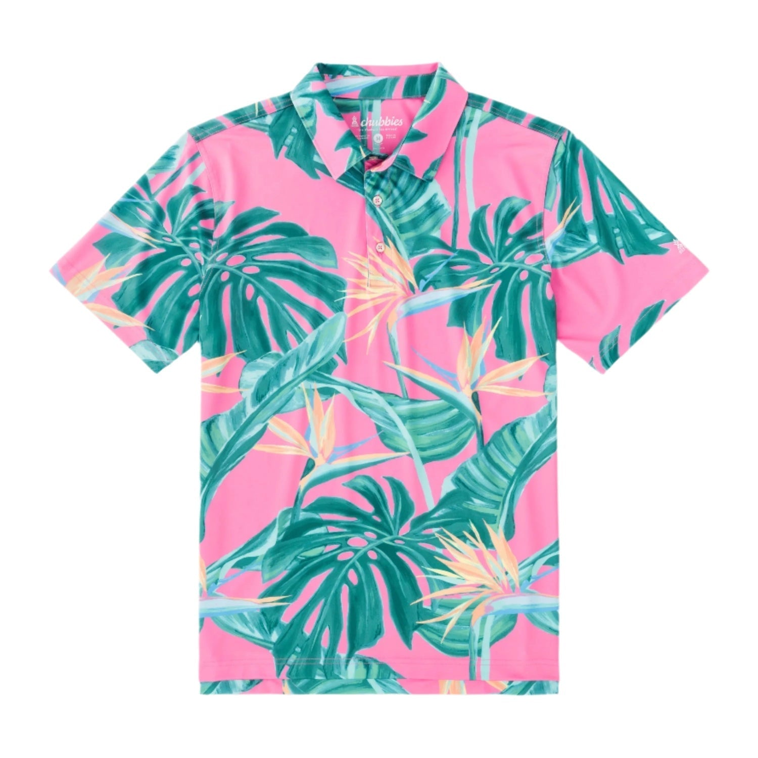 Chubbies 01. MENS APPAREL - MENS SS SHIRTS - MENS SS POLO Men's Performance Polo THE BIRDS OF PARADISE