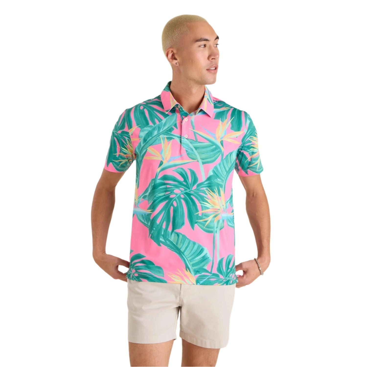Chubbies 01. MENS APPAREL - MENS SS SHIRTS - MENS SS POLO Men's Performance Polo THE BIRDS OF PARADISE
