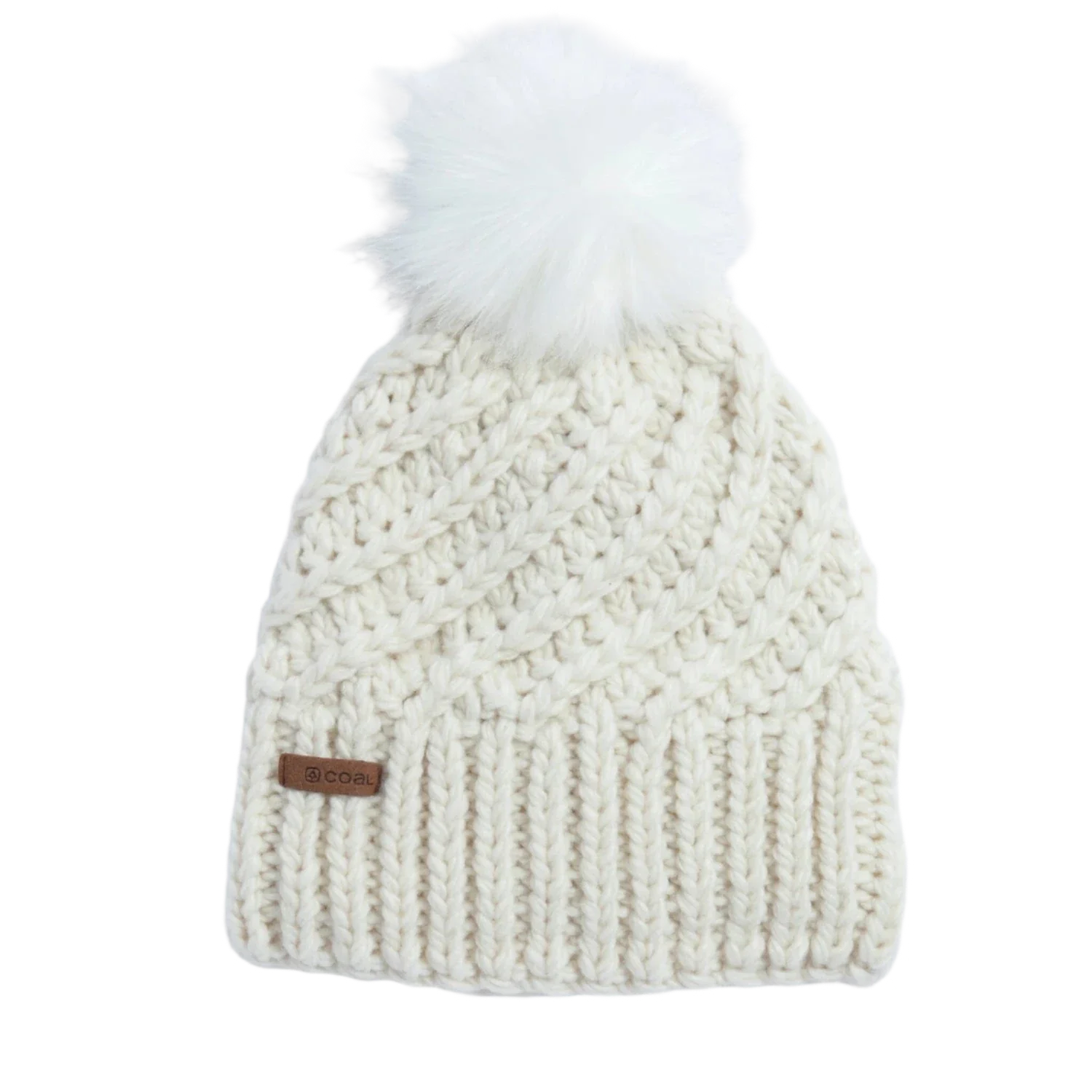 Coal Headwear 11. HATS - HATS WINTER - HATS WINTER Women's The Maizy Knit Faux Fur Pom Beanie OFF WHITE