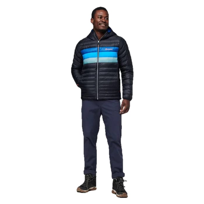 Cotopaxi 02. M. INSULATION_FLEECE - M. INSULATED JACKETS Men's Fuego Down Hooded Jacket BLACK|PACIFIC STRIPES