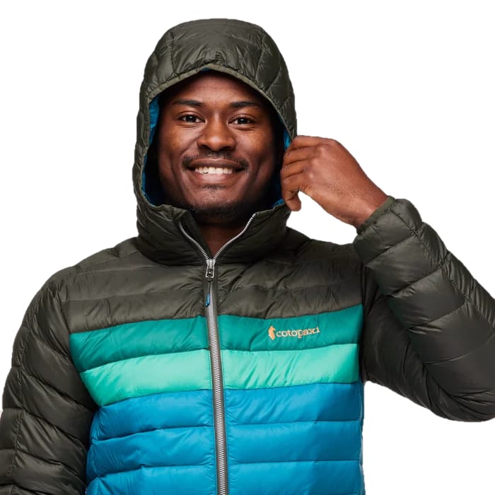 Cotopaxi Mens Solazo Down Hooded Jacket Woods/ Gulf