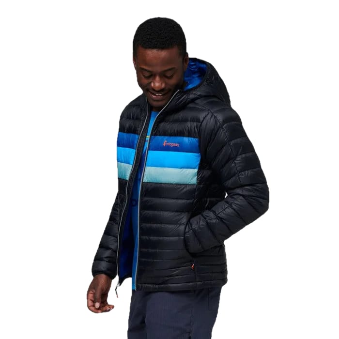 Cotopaxi 02. M. INSULATION_FLEECE - M. INSULATED JACKETS Men's Fuego Down Hooded Jacket BLACK|PACIFIC STRIPES