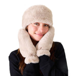 MER-SEA 10. GIFTS|ACCESSORIES - WOMENS ACCESSORIES - WOMENS GLOVES CASUAL Women's Cozy Cabin Faux Fur Mittens OATMEAL|BLACK OS
