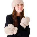 MER-SEA 10. GIFTS|ACCESSORIES - WOMENS ACCESSORIES - WOMENS GLOVES CASUAL Women's Cozy Cabin Faux Fur Mittens OATMEAL|BLACK OS