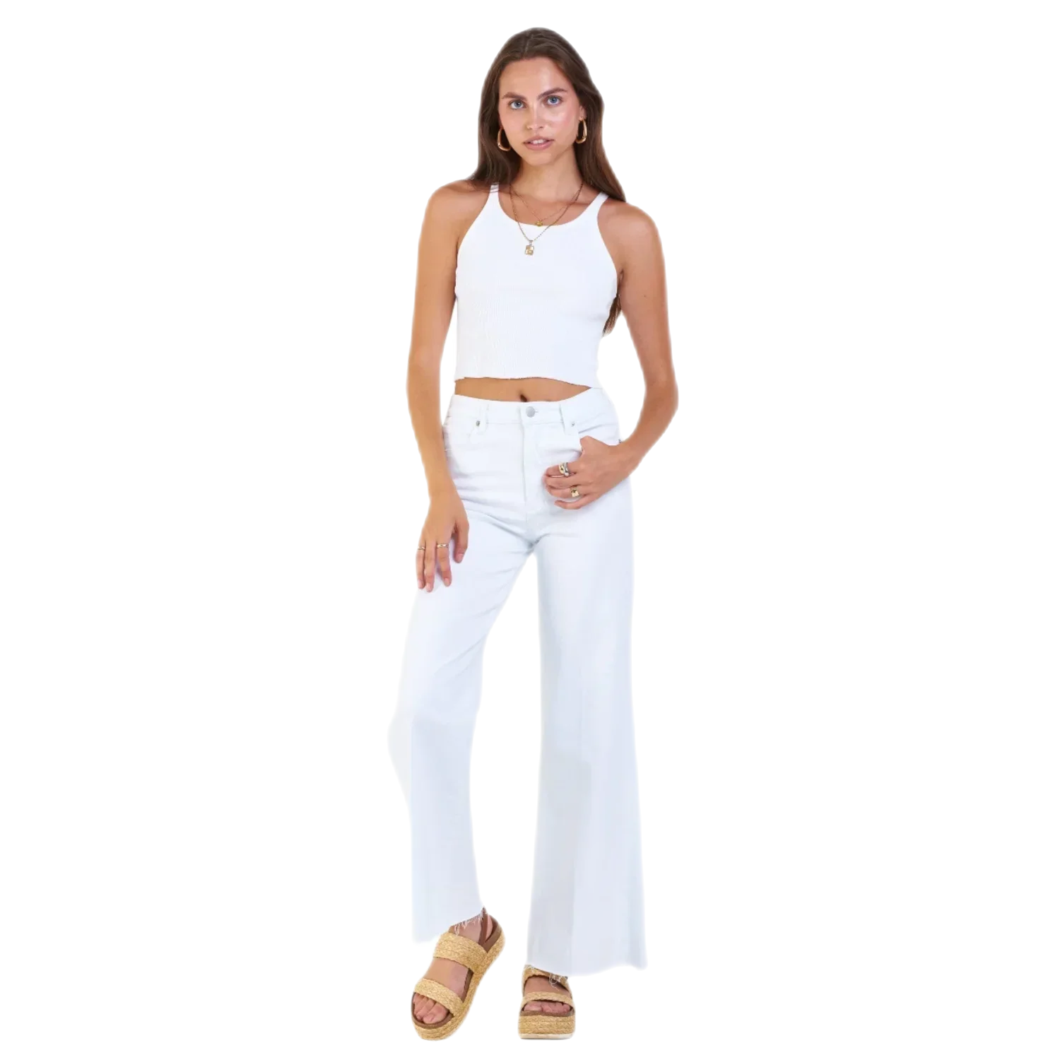 Dear John Denim 02. WOMENS APPAREL - WOMENS PANTS - WOMENS PANTS CASUAL Women's Fiona Super High Rise Wide Leg Jeans WHT WHITE