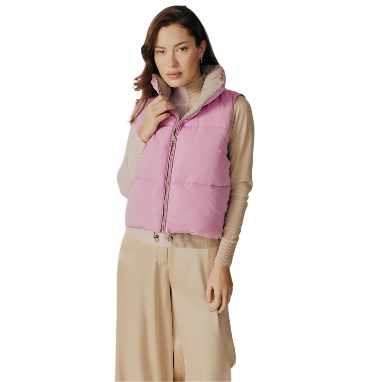 Deluc 02. WOMENS APPAREL - WOMENS VEST - WOMENS VEST INSULATED Women's Kanvas Reversible Puffer Gilet PINK | MINK