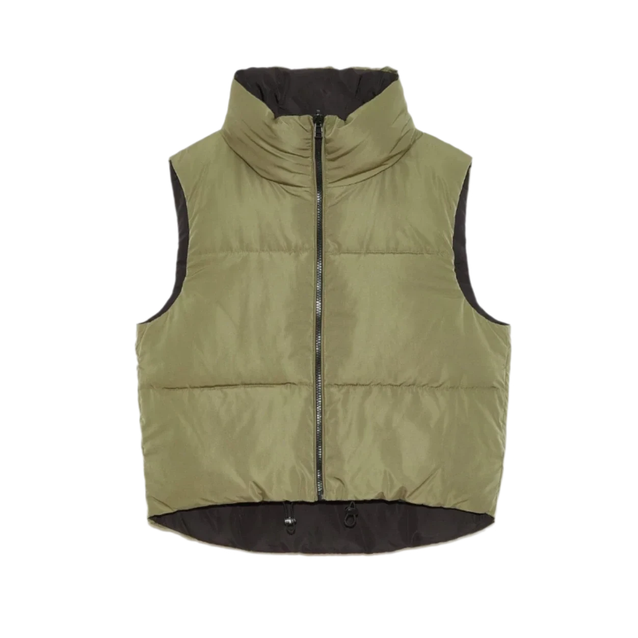 Deluc 02. WOMENS APPAREL - WOMENS VEST - WOMENS VEST INSULATED Women's Kanvas Reversible Puffer Gilet BLACK | ARMY GREEN