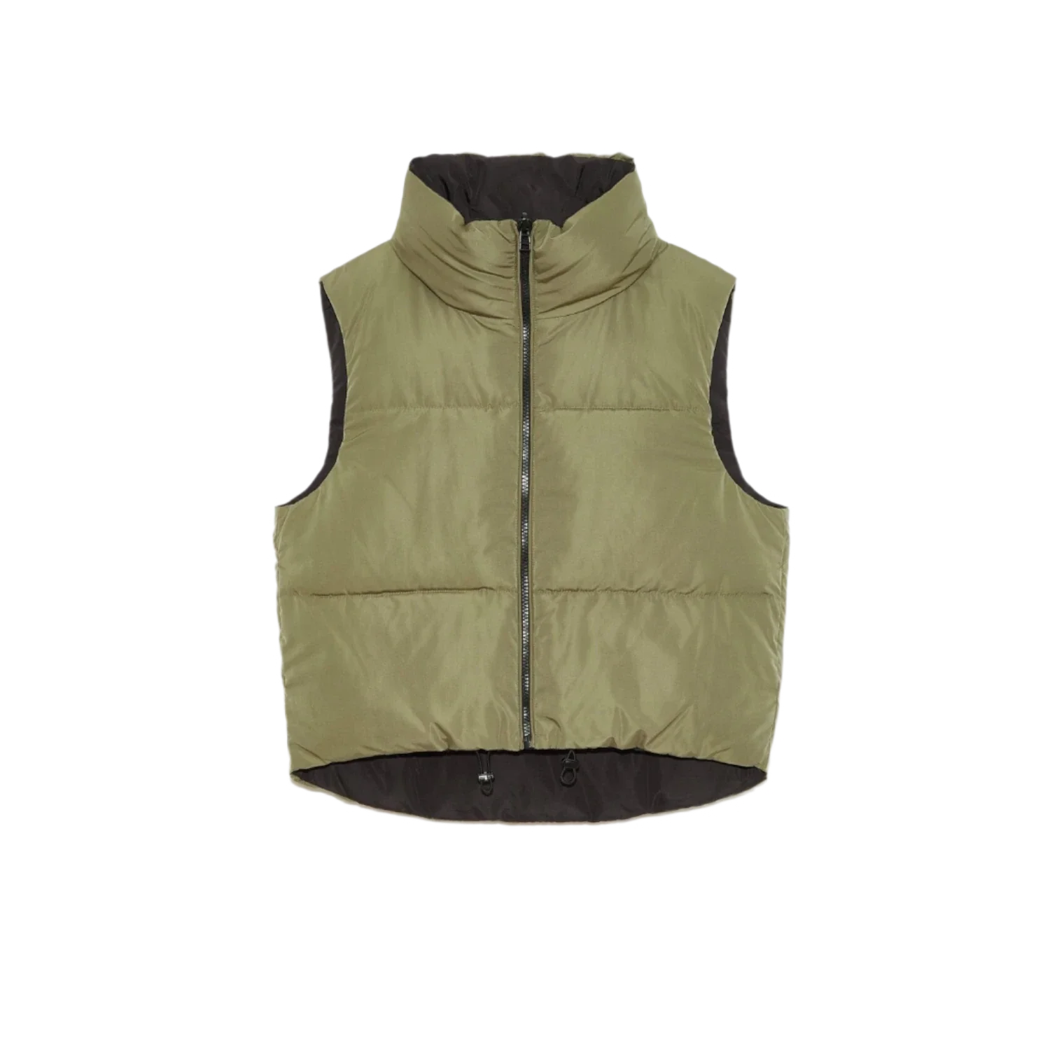 Deluc 02. WOMENS APPAREL - WOMENS VEST - WOMENS VEST INSULATED Women's Kanvas Reversible Puffer Gilet BLACK | ARMY GREEN