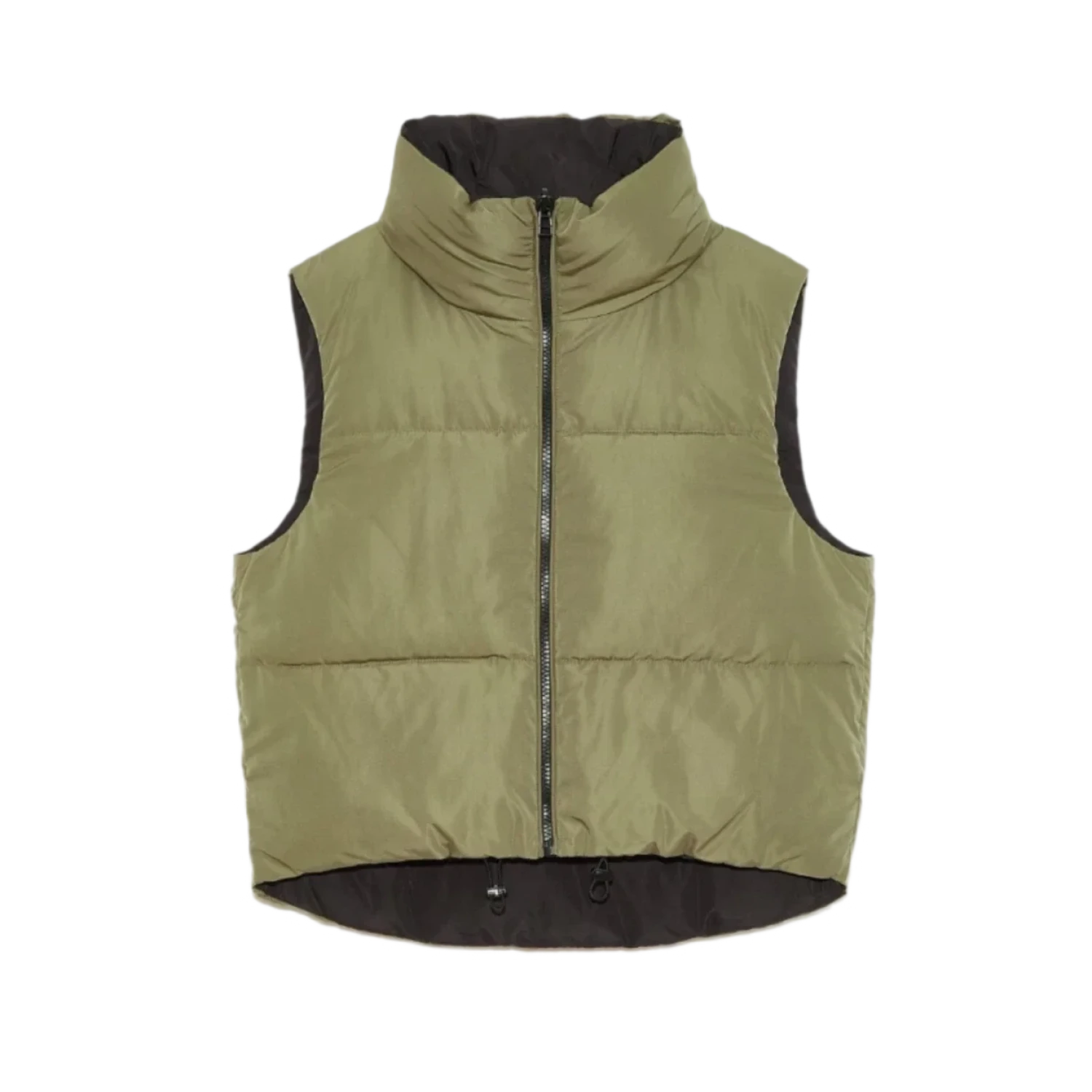 Deluc 02. WOMENS APPAREL - WOMENS VEST - WOMENS VEST INSULATED Women's Kanvas Reversible Puffer Gilet BLACK | ARMY GREEN