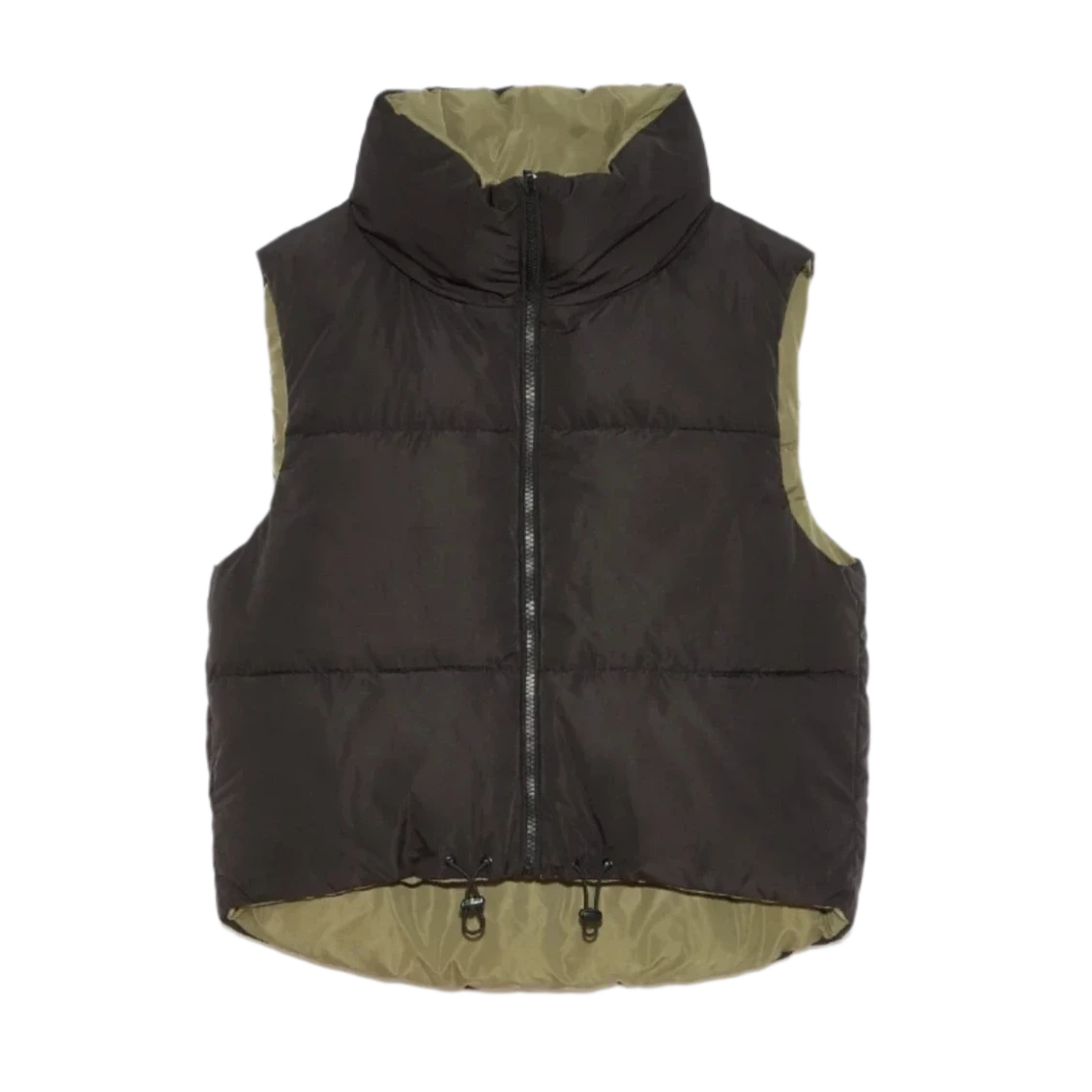 Deluc 02. WOMENS APPAREL - WOMENS VEST - WOMENS VEST INSULATED Women's Kanvas Reversible Puffer Gilet BLACK | ARMY GREEN