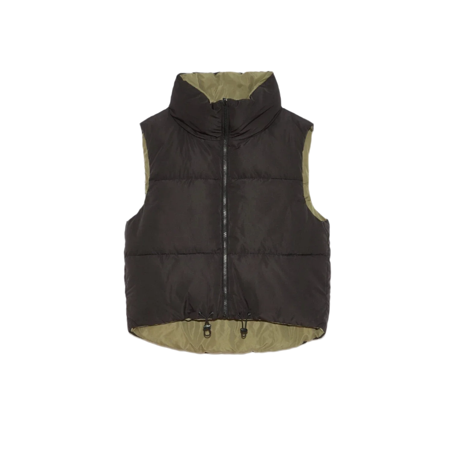 Deluc 02. WOMENS APPAREL - WOMENS VEST - WOMENS VEST INSULATED Women's Kanvas Reversible Puffer Gilet BLACK | ARMY GREEN