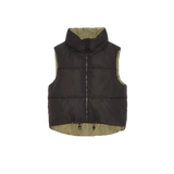 Deluc 02. WOMENS APPAREL - WOMENS VEST - WOMENS VEST INSULATED Women's Kanvas Reversible Puffer Gilet BLACK | ARMY GREEN