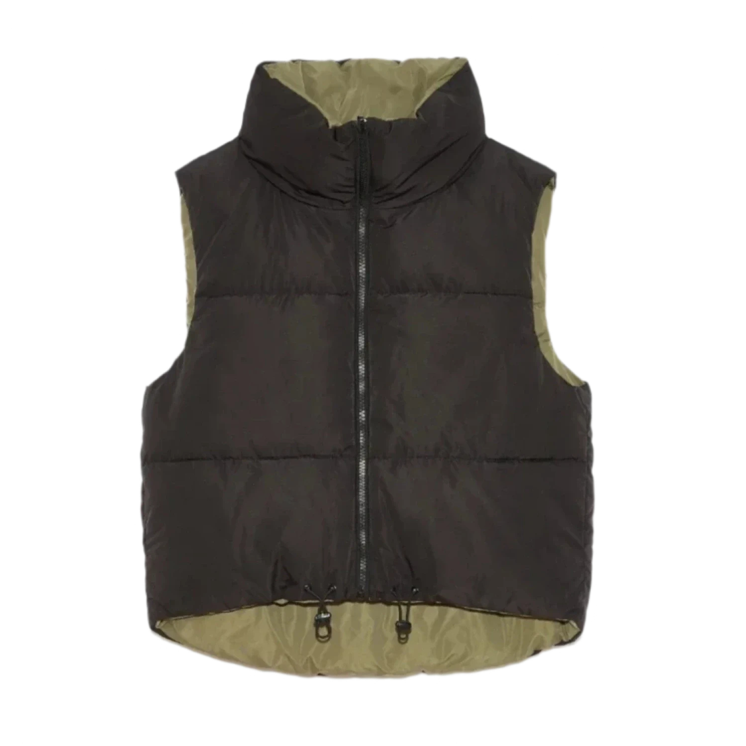 Deluc 02. WOMENS APPAREL - WOMENS VEST - WOMENS VEST INSULATED Women's Kanvas Reversible Puffer Gilet BLACK | ARMY GREEN