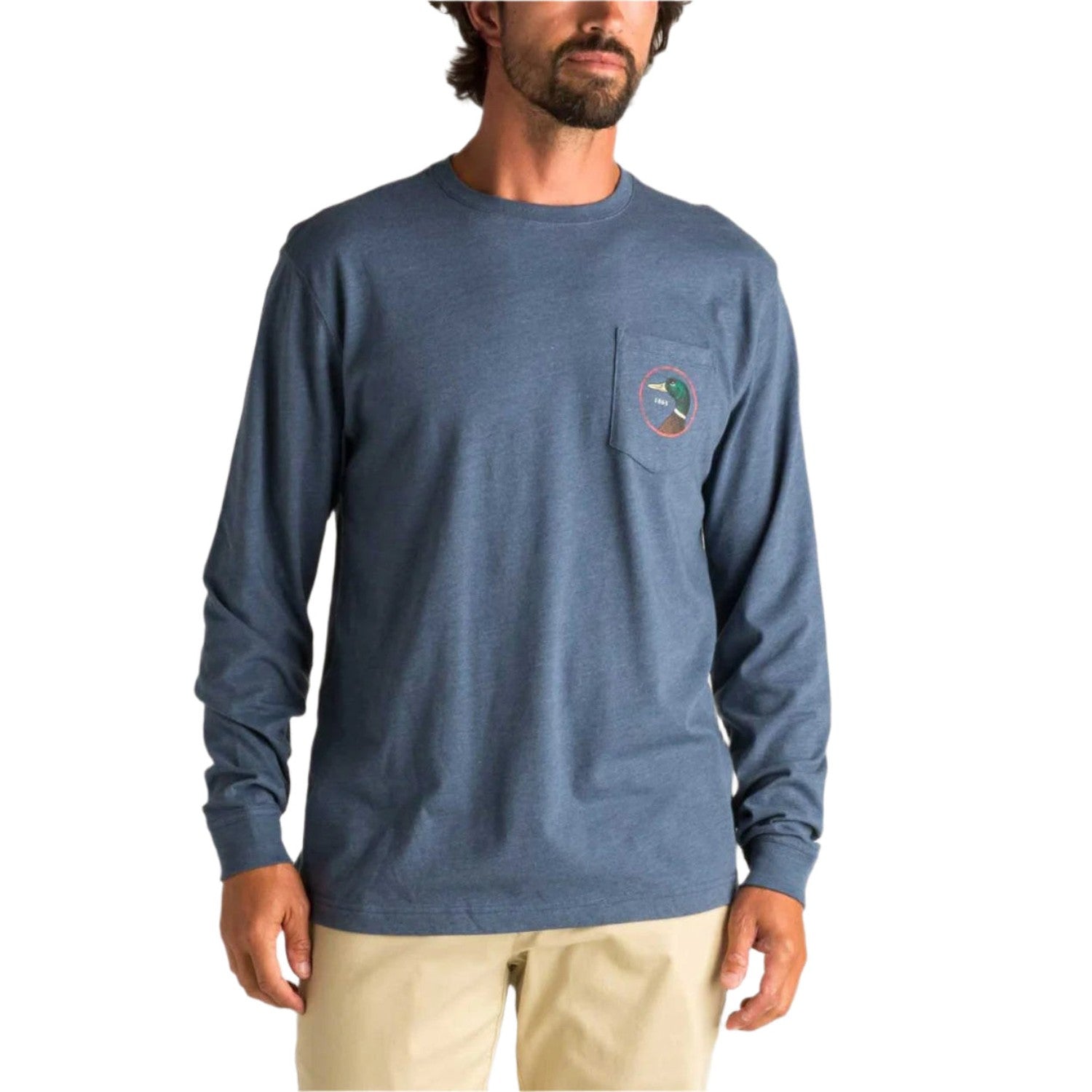 Duck Head 01. MENS APPAREL - MENS T-SHIRTS - MENS T-SHIRT SS Men's Duck Head Logo Long Sleeve T-Shirt 420 HEATHER NAVY