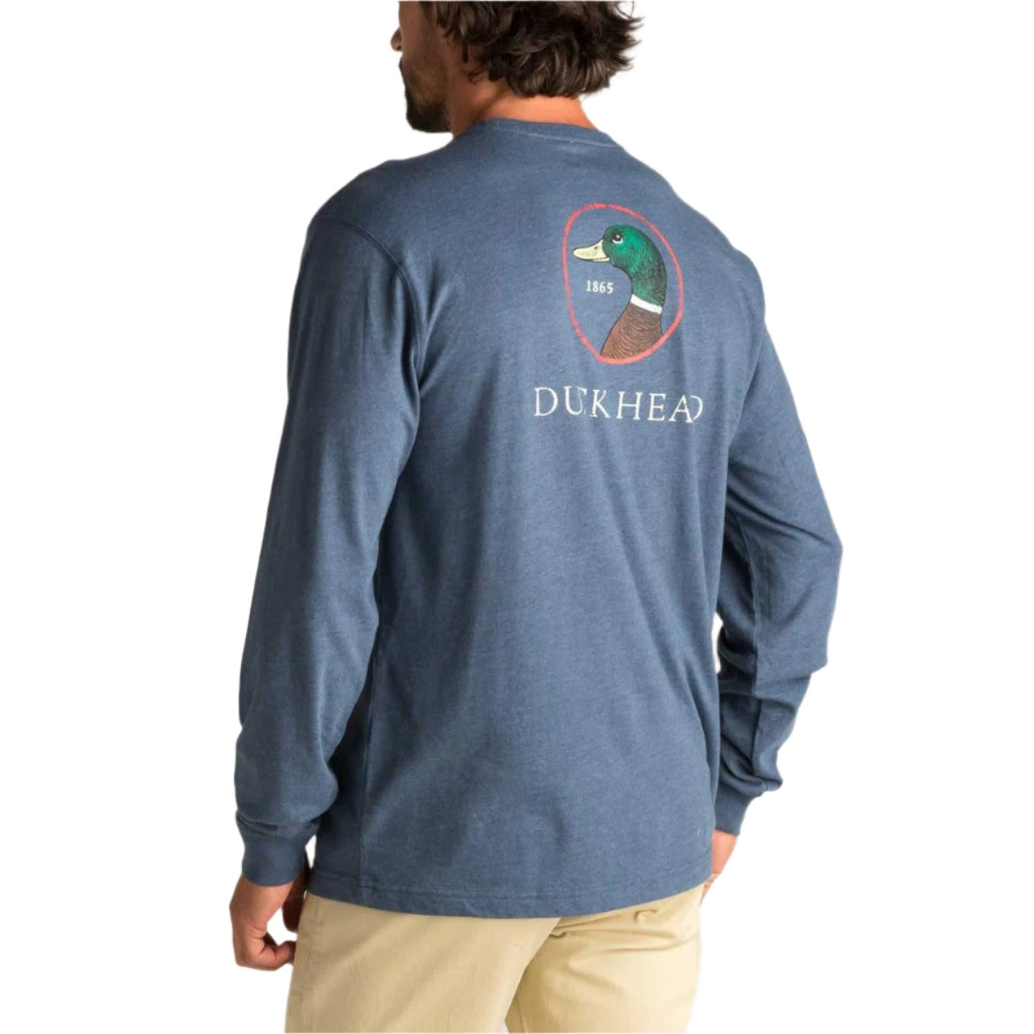 Duck Head 01. MENS APPAREL - MENS T-SHIRTS - MENS T-SHIRT SS Men's Duck Head Logo Long Sleeve T-Shirt 420 HEATHER NAVY