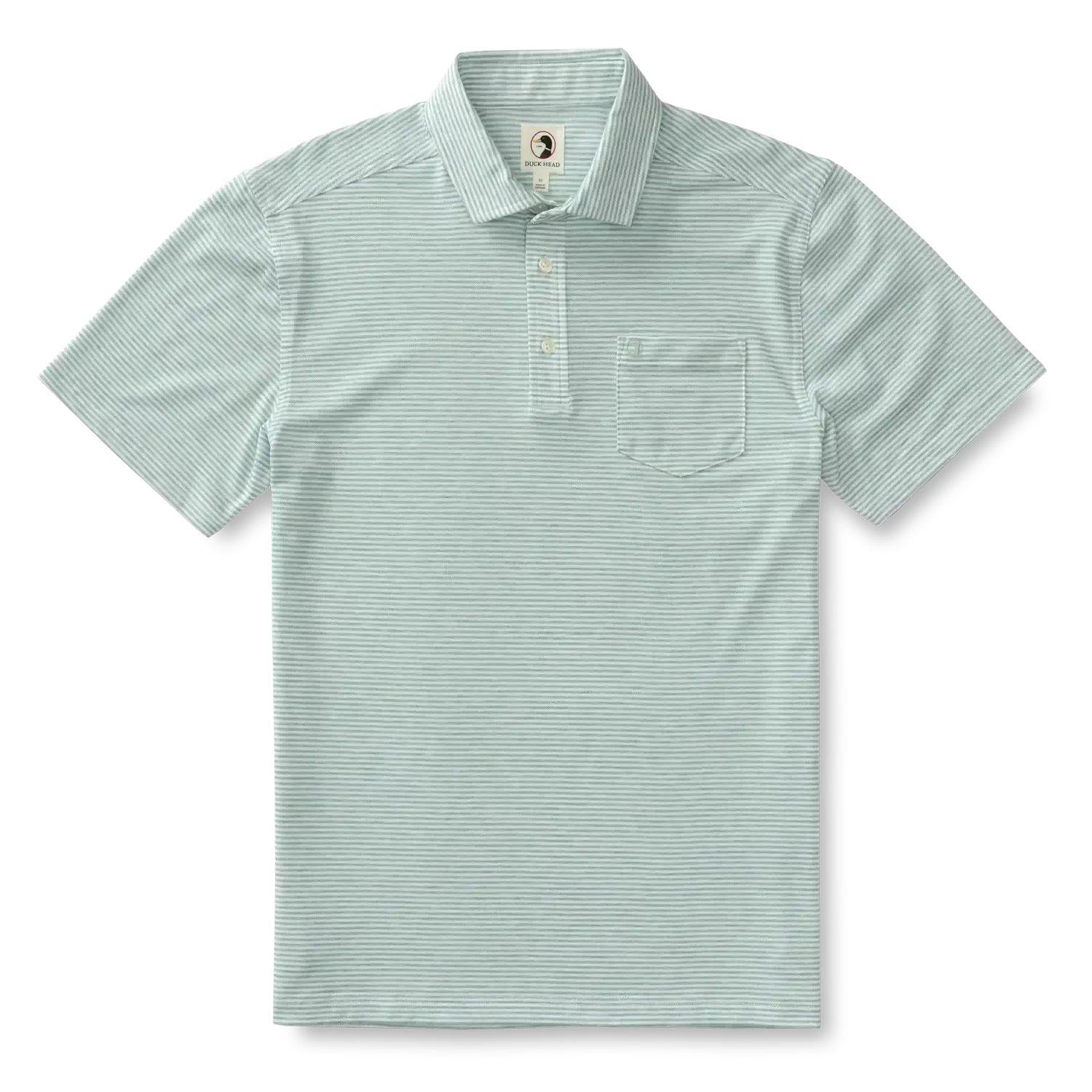 Duck Head 01. MENS APPAREL - MENS SS SHIRTS - MENS SS POLO Men's Summerford Stripe Performance Polo 474 SEABOARD GREEN HEATHER