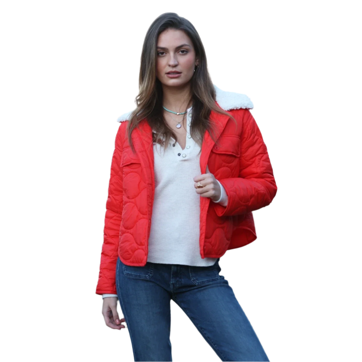 Dylan 02. WOMENS APPAREL - WOMENS JACKETS - WOMENS JACKETS CASUAL Women's Peyton Quilt Jacket FIERY RED