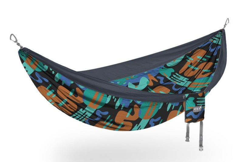 Eagles Nest Outfitters HARDGOODS - CAMP|HIKE|TRAVEL - HAMMOCKS DoubleNest Print Hammock LAGOON | CHARCOAL