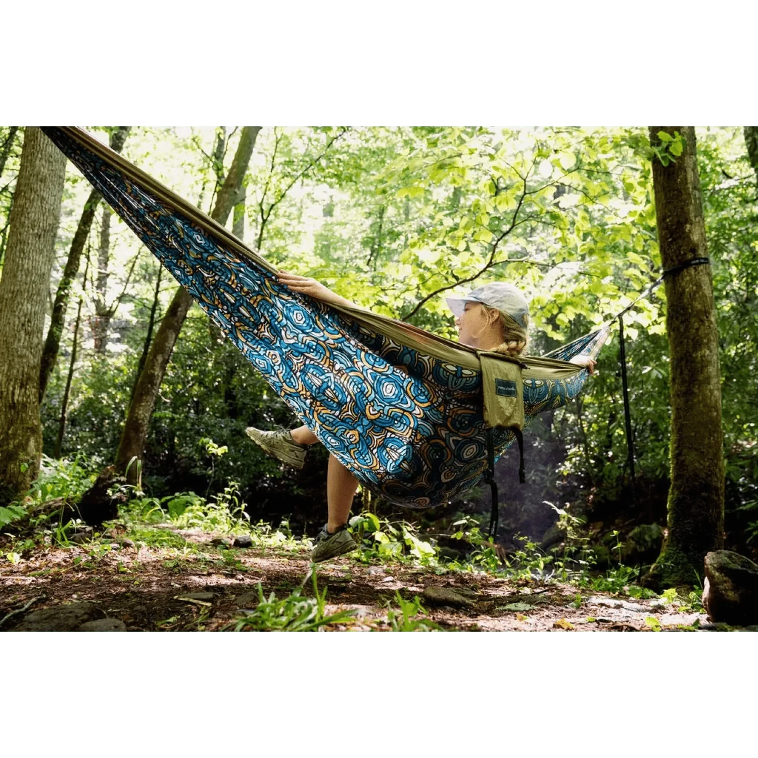 Eagles Nest Outfitters 12. HARDGOODS - CAMP|HIKE|TRAVEL - HAMMOCKS DoubleNest Printed Hammock - Giving Back GOND ROOTS | KHAKI