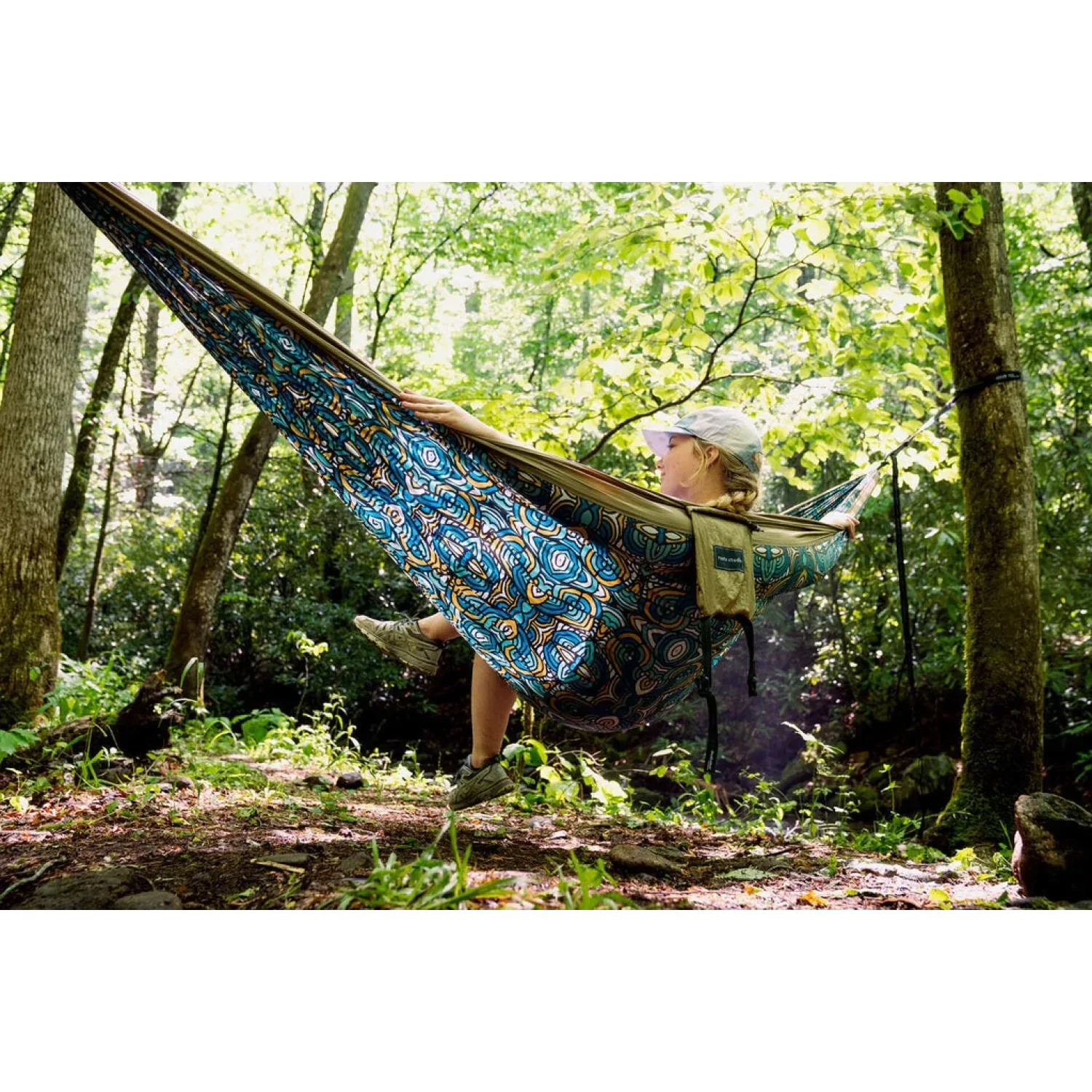 Eagles Nest Outfitters HARDGOODS - CAMP|HIKE|TRAVEL - HAMMOCKS DoubleNest Printed Hammock - Giving Back GOND ROOTS | KHAKI