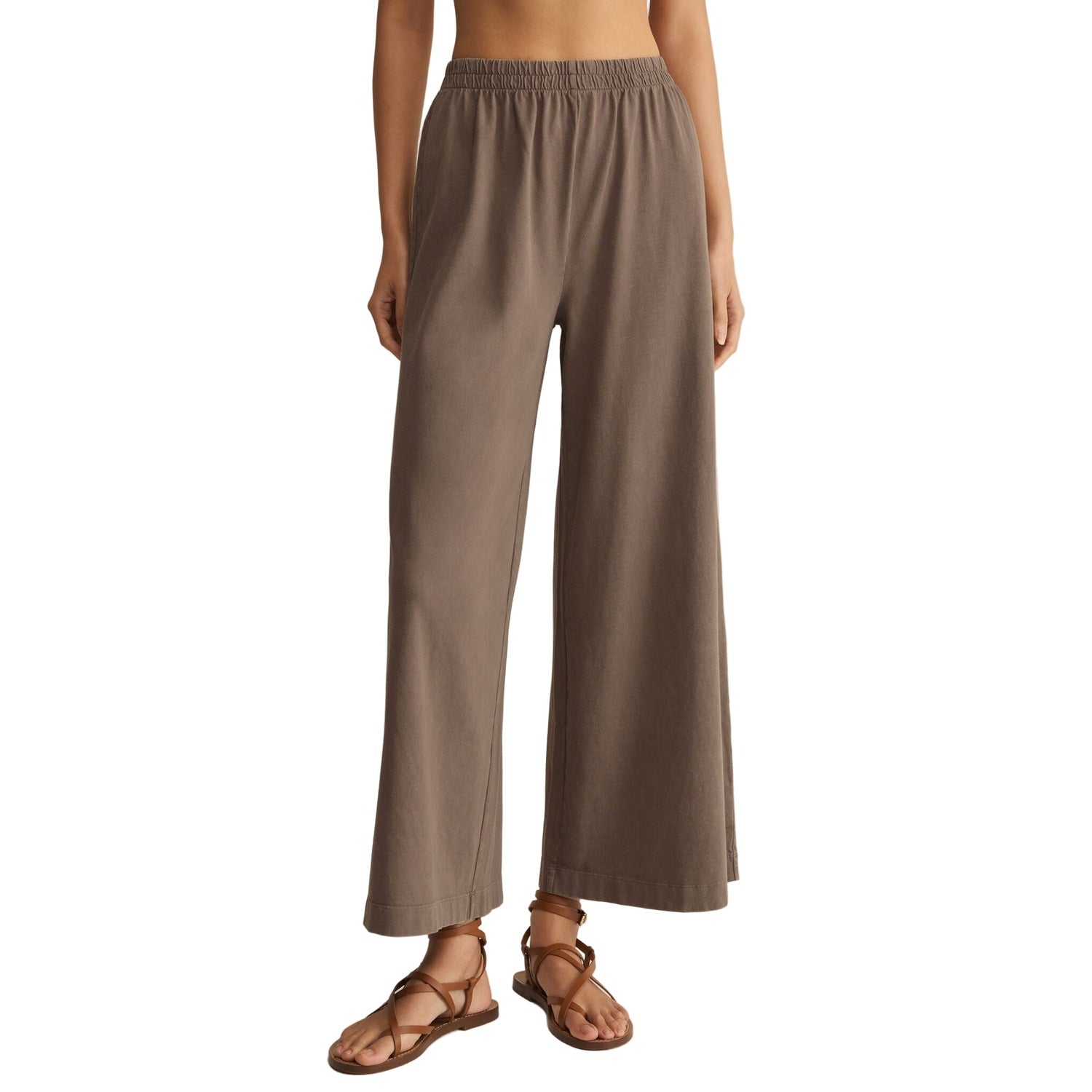 Z Supply 02. WOMENS APPAREL - WOMENS PANTS - WOMENS PANTS CASUAL Women's Scout Jersey Crop Flare Pant PFT PERFECTLY TAUPE