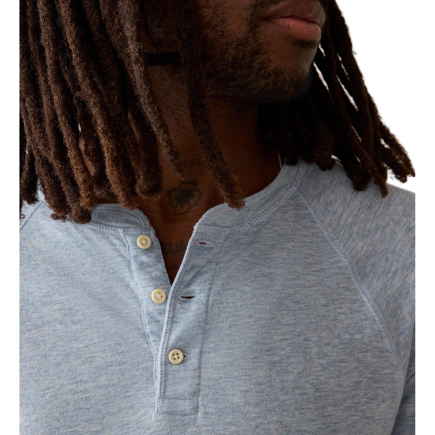 Faherty 01. MENS APPAREL - MENS LS SHIRTS - MENS LS CASUAL Men's Cloud Cotton Long Sleeve Henley LIH LIGHT BLUE HEATHER