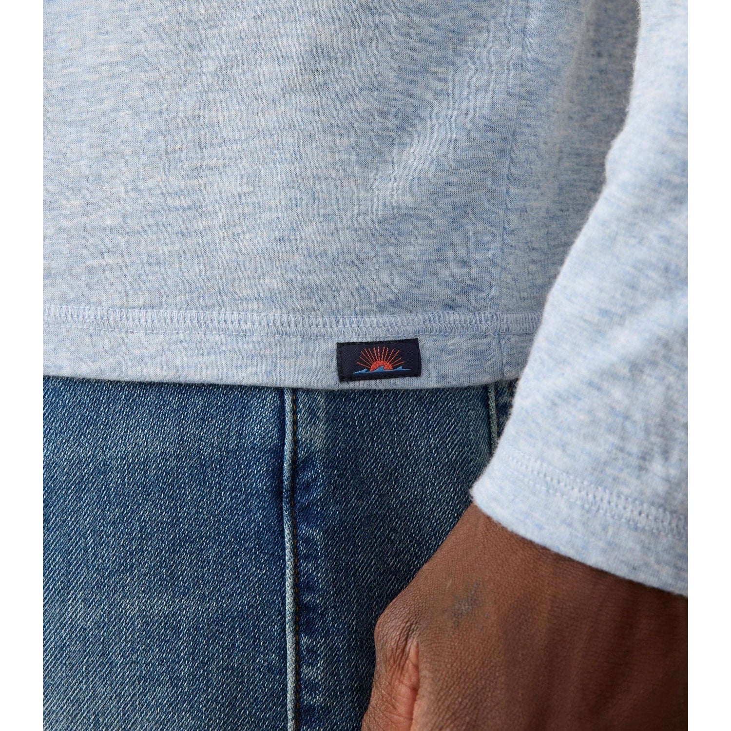 Faherty 01. MENS APPAREL - MENS LS SHIRTS - MENS LS CASUAL Men's Cloud Cotton Long Sleeve Henley LIH LIGHT BLUE HEATHER