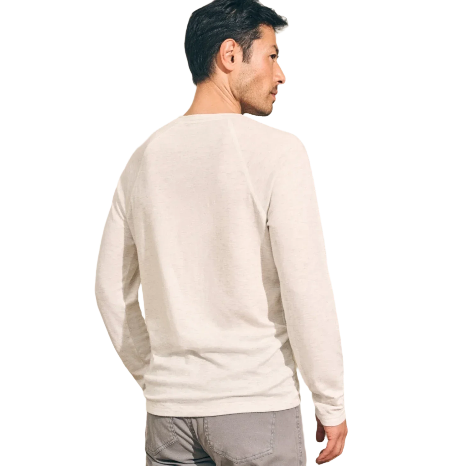 Faherty 01. MENS APPAREL - MENS LS SHIRTS - MENS LS CASUAL Men's Cloud Cotton Long Sleeve Henley IVH IVORY HEATHER