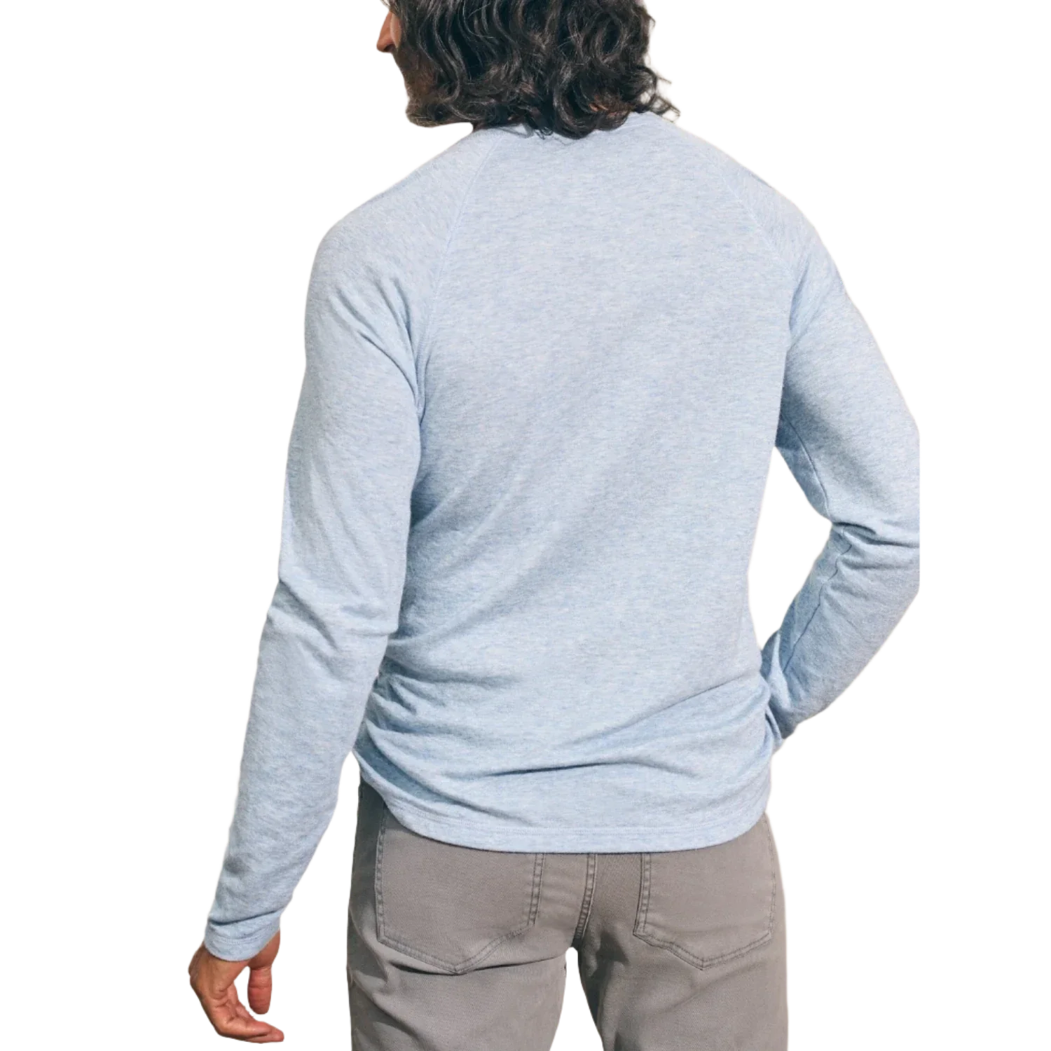 Faherty 01. MENS APPAREL - MENS LS SHIRTS - MENS LS CASUAL Men's Cloud Cotton Long Sleeve Henley LIH LIGHT BLUE HEATHER