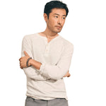 Faherty 01. MENS APPAREL - MENS LS SHIRTS - MENS LS CASUAL Men's Cloud Cotton Long Sleeve Henley IVH IVORY HEATHER